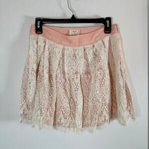 Pins & Needles Lace Overlay Mini Skirt Size 6 Pink/Cream EUC